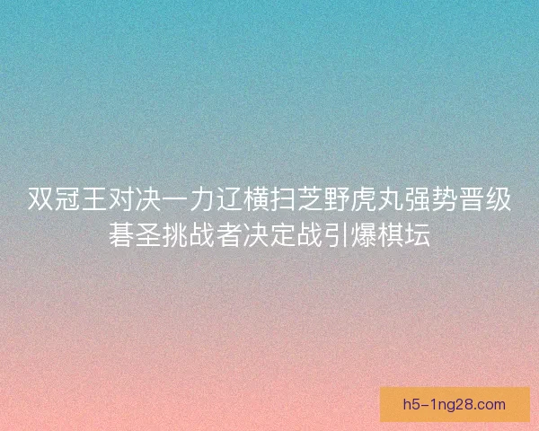 双冠王对决一力辽横扫芝野虎丸强势晋级碁圣挑战者决定战引爆棋坛